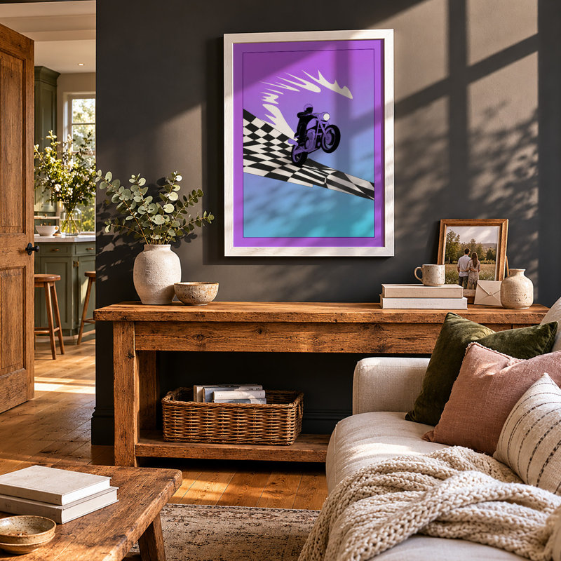 Stunt Rider Ascent Modern - Framed Print, A2 - 59.4 x 42.0 cm, White