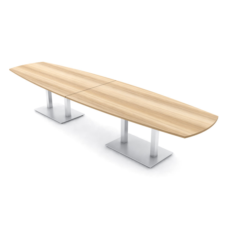 Table de conférence Arc Boat, Argent argent, Blond blond cendré, H 30 po x l 168 po x P 48 po