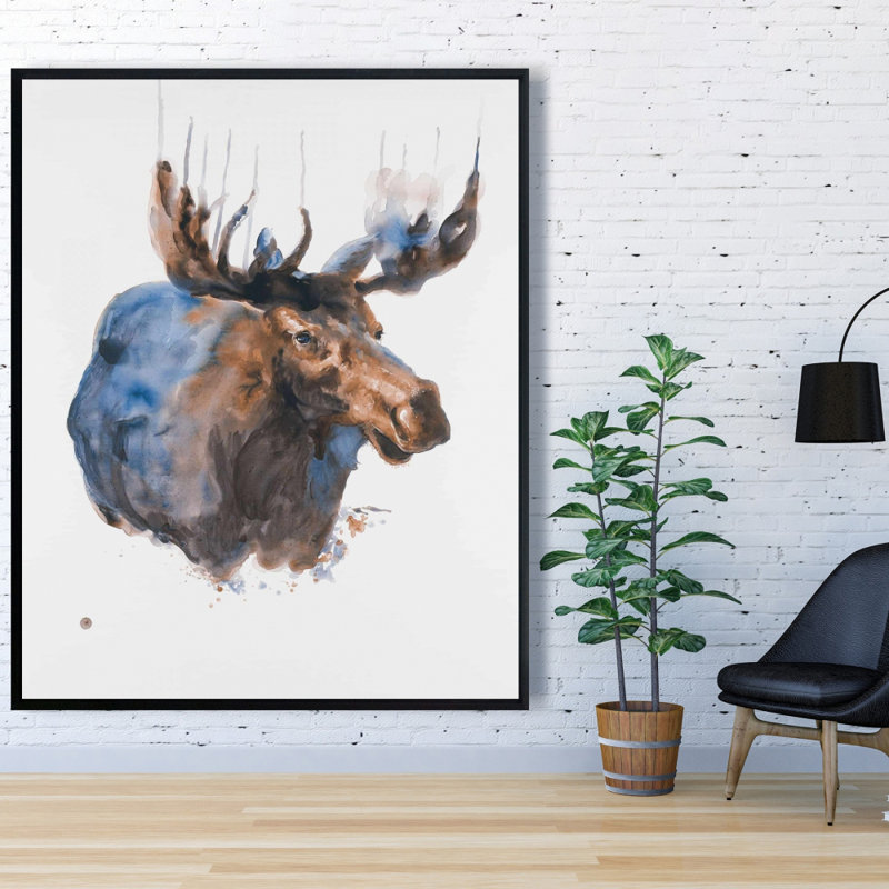 Abstract Blue Moose Print On Canvas