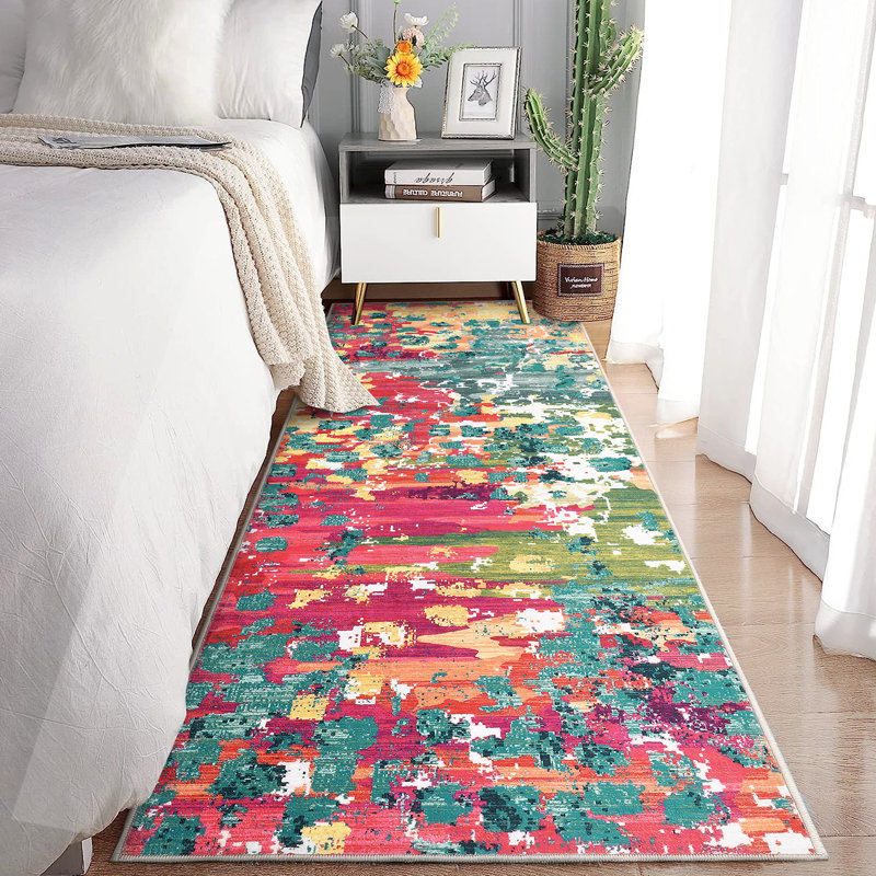 Jikai Washable Abstract Indoor Rug, Runner 2' x 6'