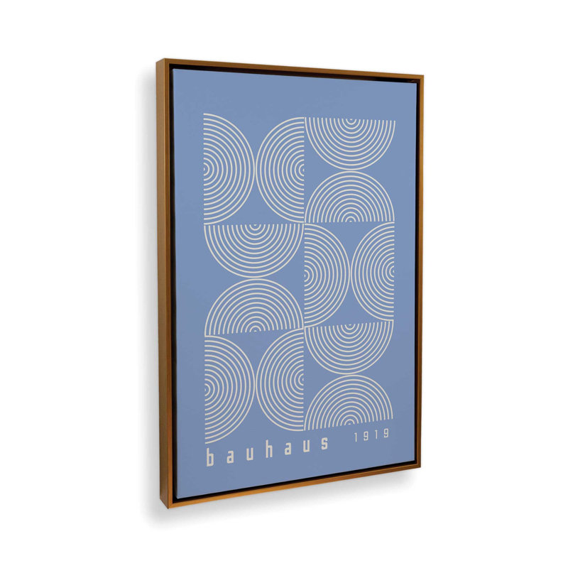 Affiche de composition Bauhaus, Bleu, Cadre flottant or poli, H 18,75 po x l 12,75 po