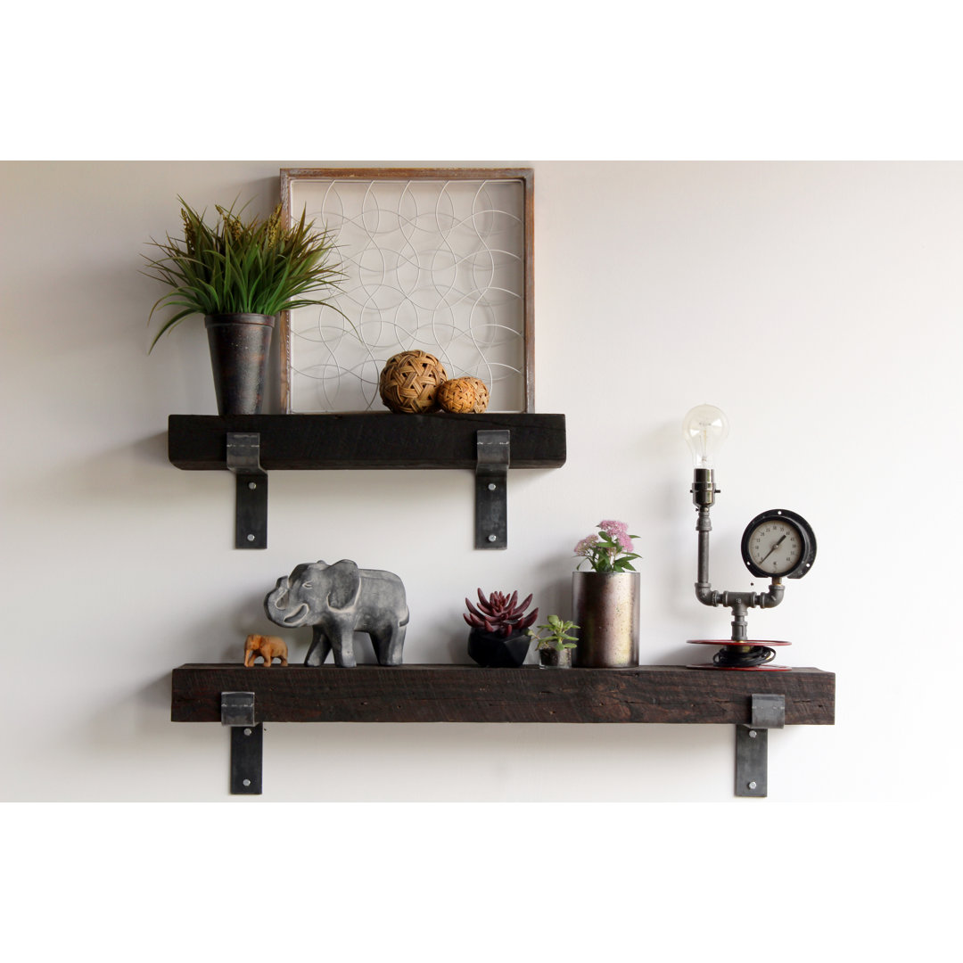 Chumbley 2 Piece Reclaimed Barn Wood Bracket Shelf (Set of 2) 17 Stories 