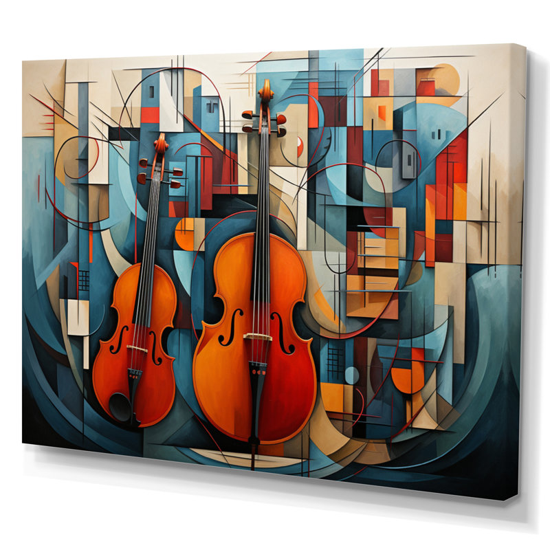 " Cubism Music Forms I ", 16" H x 32" W, Wrapped Canvas