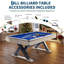 Table de billard de 7 pi, pieds en forme de K en métal, toile noire, ensemble de table de billard industriel de 84 po comprenant queues de billard, boules, craie, brosse et support, pour sous-sol, bureau, appartement, caverne pour homme, salle de jeu et maison.-129164672