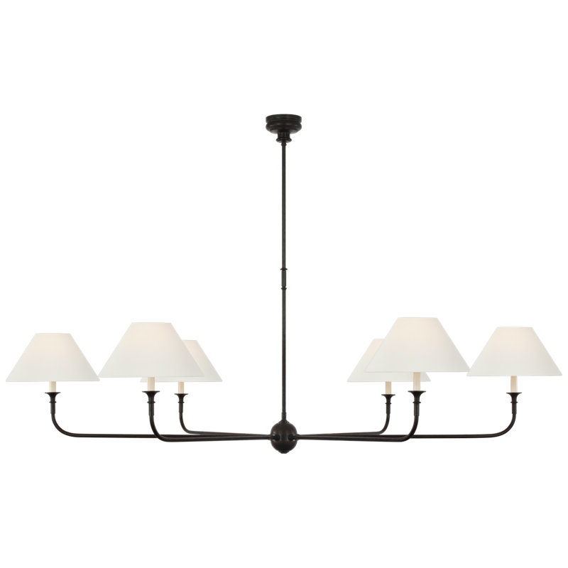 Piaf 6 - Light Chandelier, Aged Iron/Ebonized Oak