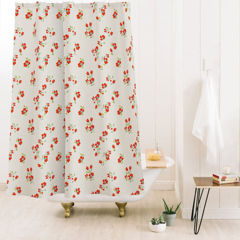 Rideau de douche Ninola Design, Crème avec motif floral