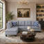 Faux Leather Sectional Sofa With Ottoman-131255605