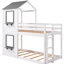 Lit superposé blanc avec toit et construction stable - garde-corps en bois pour un espace de couchage confortable