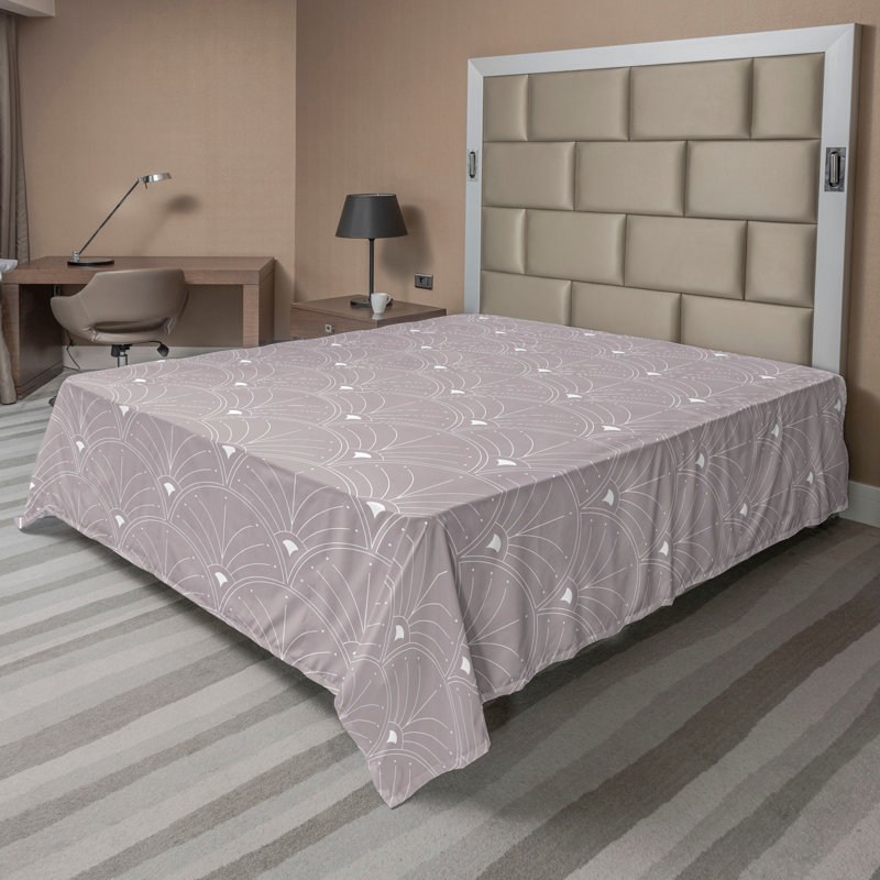 Polyester Floral Flat Sheet, Warm Taupe/White, Full Flat Sheet