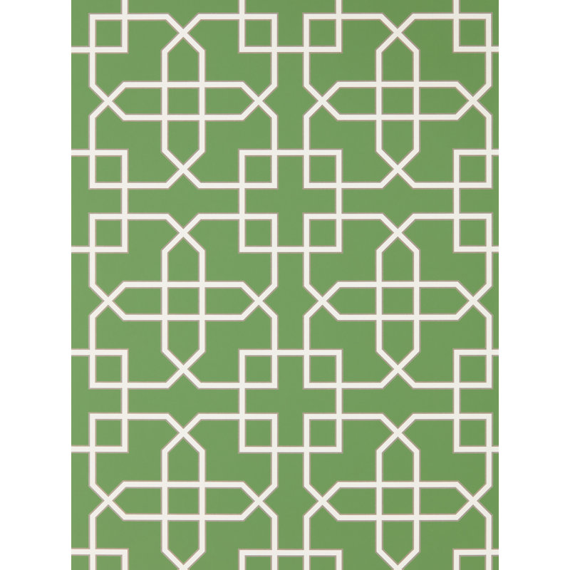 Hampton Trellis 10.05m x 68.6cm Matte Wallpaper Roll, Green
