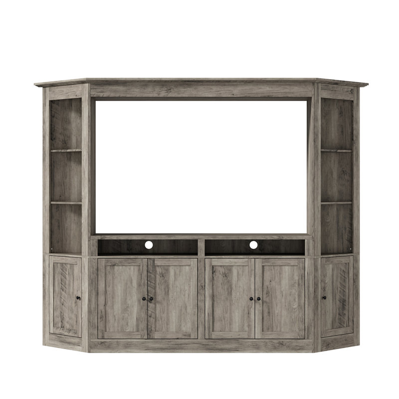 100'' Entertainment Center With Storage Cabinets & Open Shelves