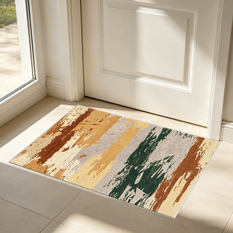 Green Beige Abstract carpet-easy to clean, machine-washable, soft and comfortable; suitable for door mats, kitchens, living rooms, bedrooms, corridors, and laundry areas. Easy to clean, durable carpet for home decoration.