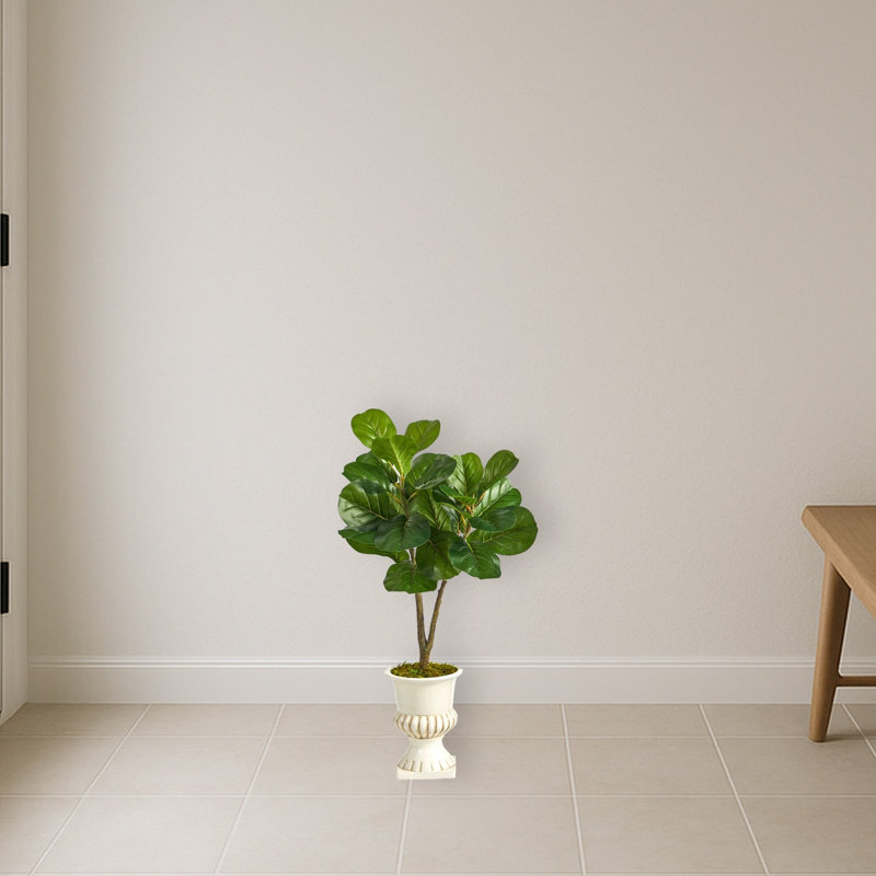 Fiddle Leaf Fig Artificial Tree in White Urn