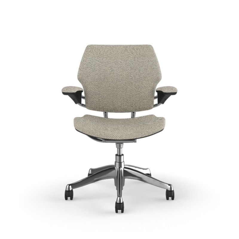 Freedom Ergonomic Task Chair - Coda, Polished Aluminum with Graphite Trim, Standard Duron Arms with Textile, Pearl - 0100