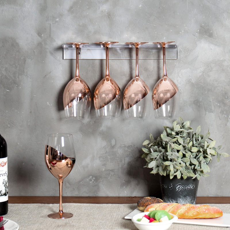 Plastic / Acrylic Wall Mounted Wine Glass Rack in Clear 