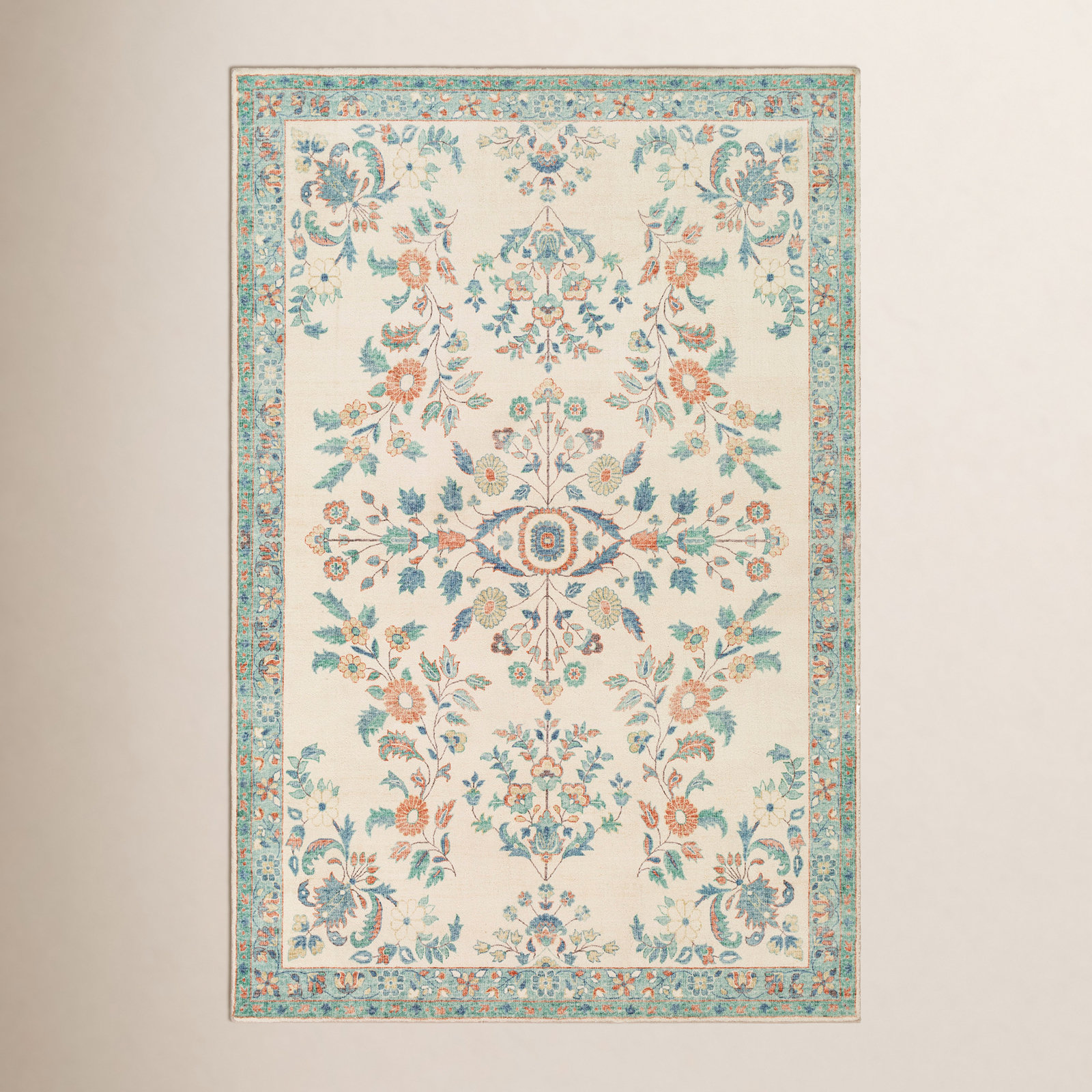 Berger Floral Cream Rug, Rectangle 5'3" x 7'7"
