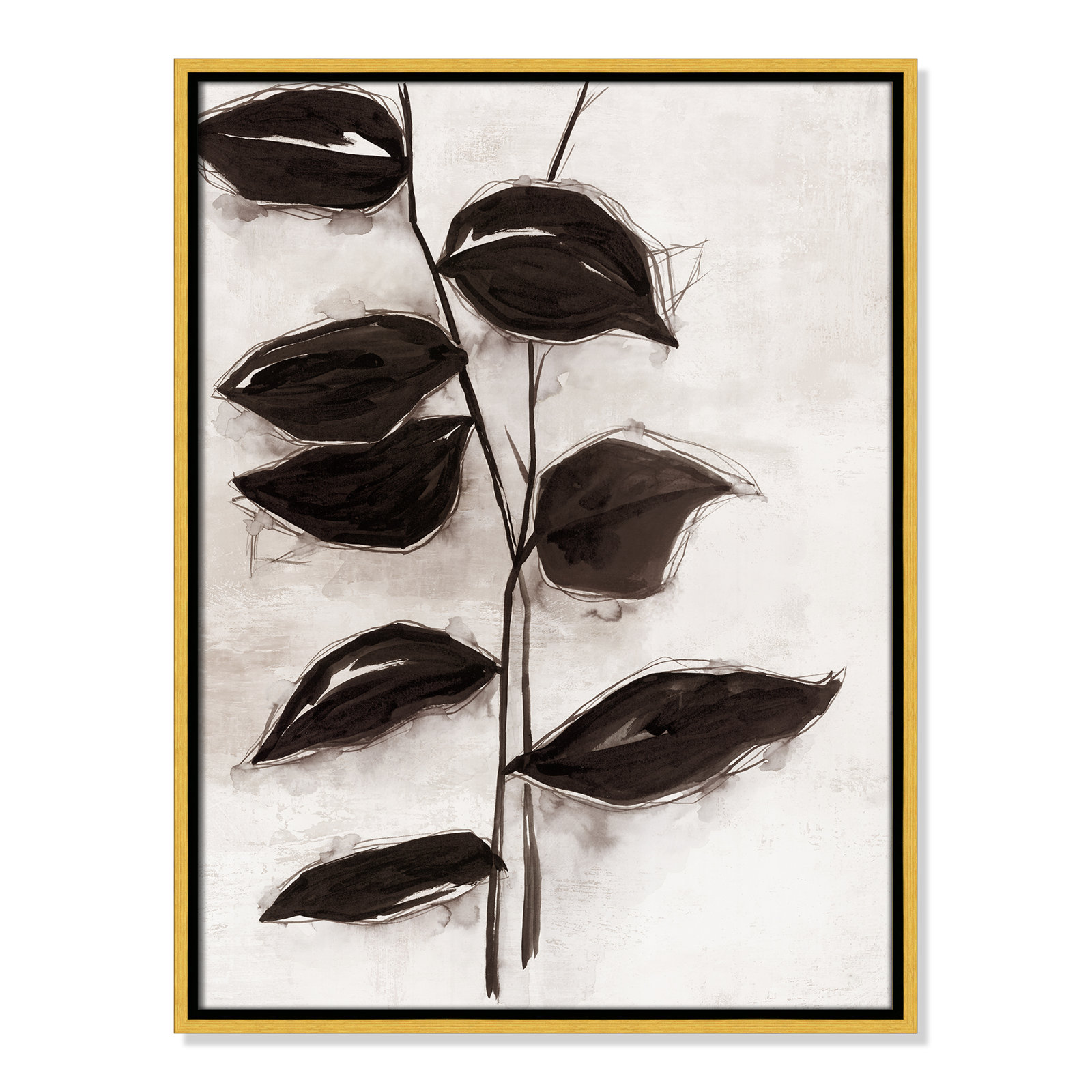 Leaves I by Eva Watts, 25.5" H x 19.5" W x 2" D, Gold Framed