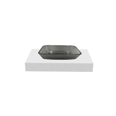 Lavabos vasques rectangulaires noirs en cristal avec base blanche 30 po Charlie