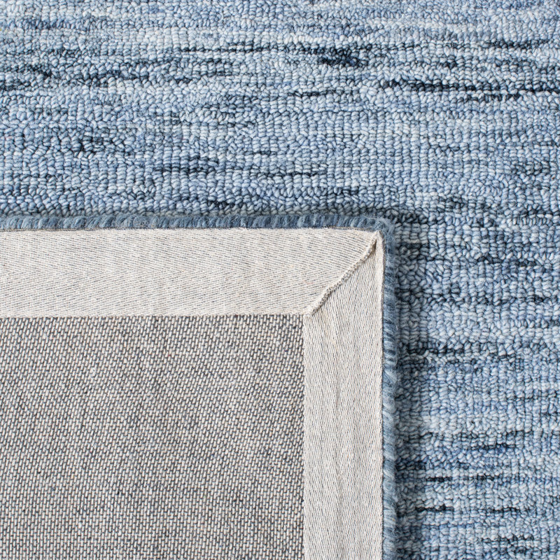 Tapis bleu en laine / coton touffeté à la main Amburgey Metro, Rond 6 pi