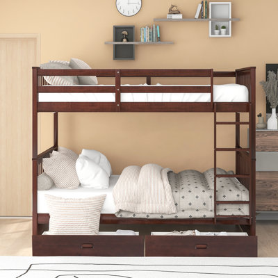 Bunk Bed In Rich With Ladders & Storage Functional Compartments