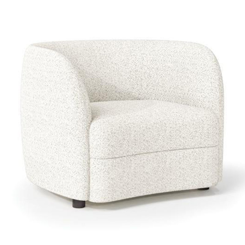 Chaise d'appoint Srey, boucle blanche moelleuse, dossier courbé de style smoking