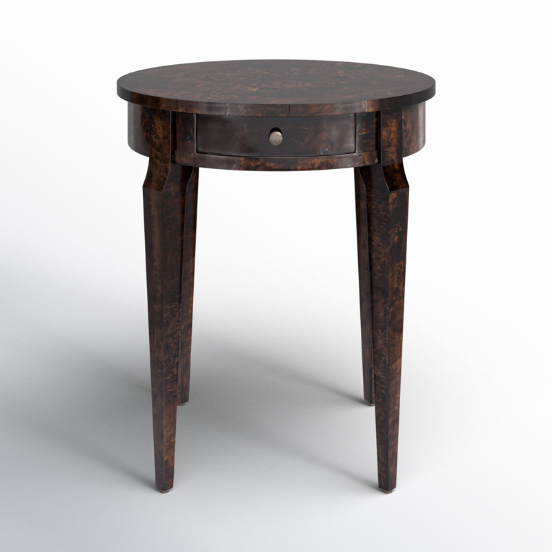 Archer 1 Drawer Burl Side Table, Dark 