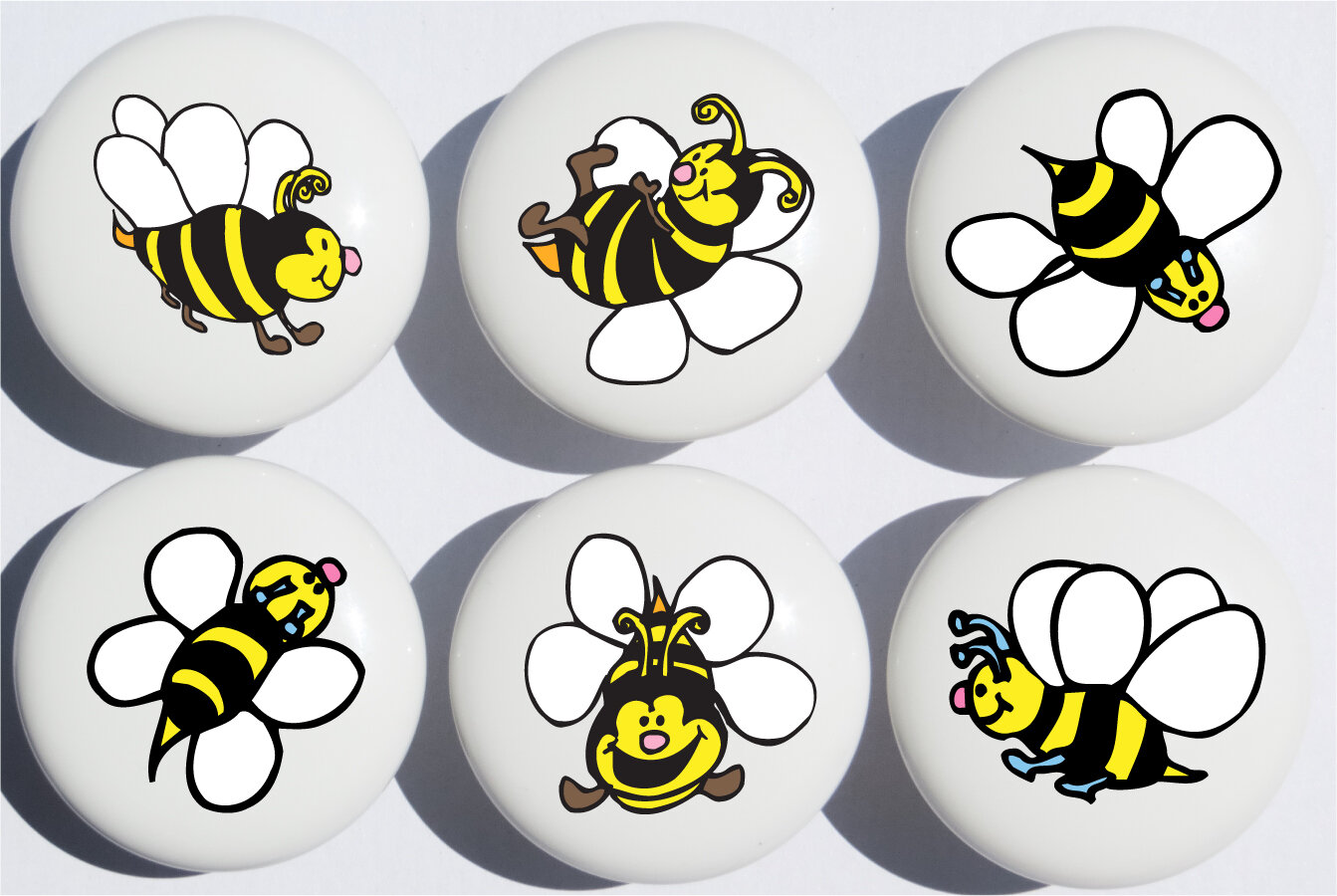 BUMBLE BEE WHITE CERAMIC KNOB KITCHEN CABINET DRESSER KNOB DECOR