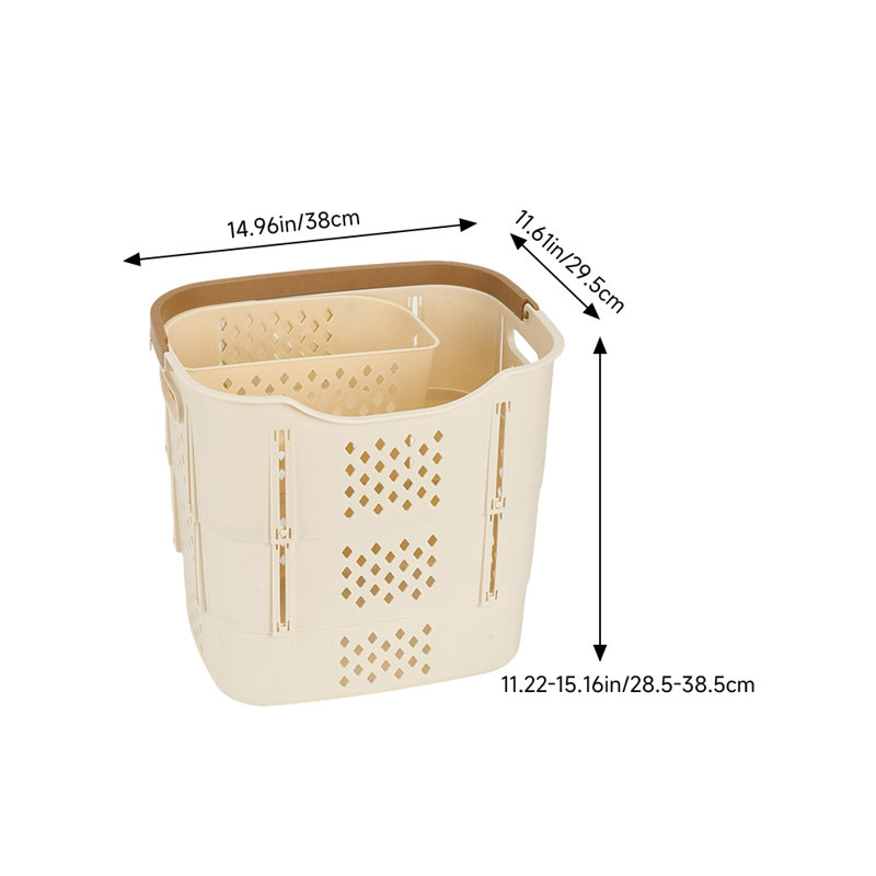 Plastic Laundry Basket with Handles, White