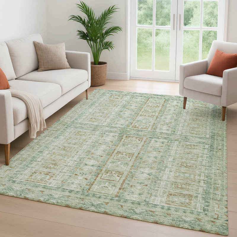 Premium Machine Washable Mayfield Striped Rug, Green, 10' x 14'