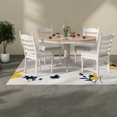 Ensembles de table de salle à manger rétro 5 pièces peu encombrants, élégance en bois massif pour la maison
