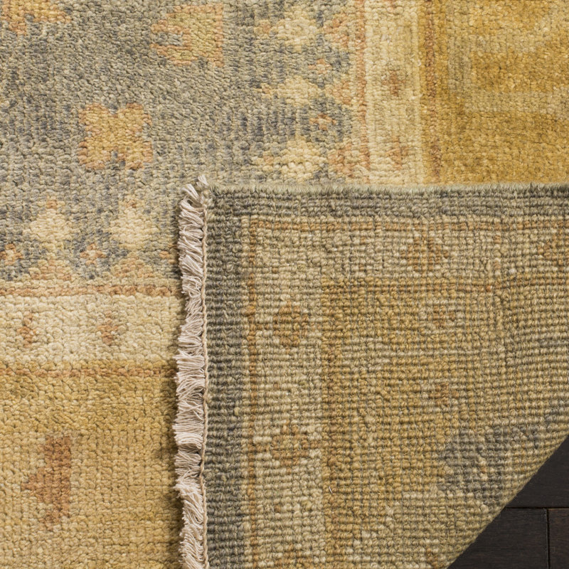 Oushak Oriental Hand-Knotted Wool Gray/Gold Area Rug, Rectangle 6' x 9'