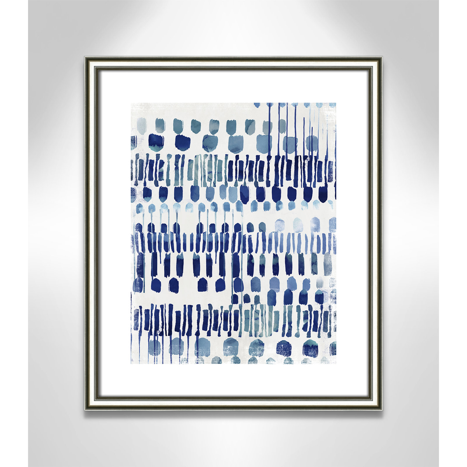 Continuously I - Painting Print, White, Silver Framed Paper, 19" H x 16" W x 0.875" D