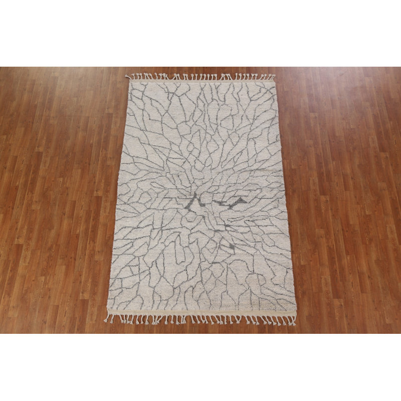 Tapis oriental oriental en laine marocain en laine noué à la main 5 x 8
