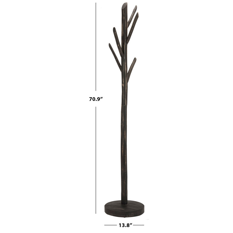 Bowyer Solid Wood Freestanding Coat Rack, Distressed Black