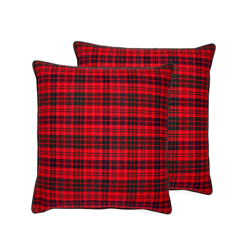 Housse de coussin en tartan Edinburgh seulement - ensemble de 2, Rouge / marine / noir