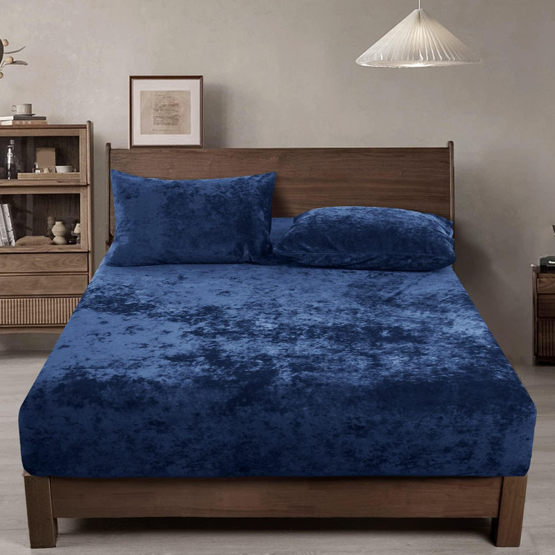 PHF Truly Velvet Fitted Sheet, Luxury Super Soft Cozy Fuzzy Fleece Bottom Sheet, Deep Pocket Up to 16",Strenghth Elastic Band, Suitable for Fall Winter Spring,No Pillowcases
