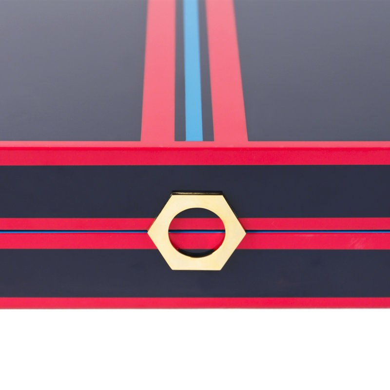 Ensemble de backgammon laqué, Bleu marine