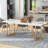 Kendrik 82.67'' L x 31.5'' W Dining Table with Rectangular Faux Marble Tabletop for 6-8 People-1836548588-1836548589