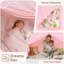 Auvent pour tente de lit pour tout-petits: lumières et drapeaux, maisonnette pour enfants