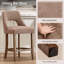 Ensemble de 2 tabourets de bar, tabourets de bar rembourrés à hauteur de comptoir, tabourets de comptoir modernes avec pieds en bois pour îlot de cuisine, kaki-133276214