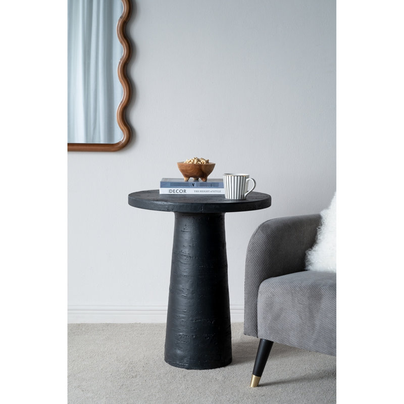 Table d'appoint ronde noire 22 po x 22 po x 25,5 po avec base en piédestal - Magnésium fabriqué pour une utilisation polyvalente, comme une table de chevet, un vestibule, un support à plante ou un ajout de salon dans une table polyvalente, élément