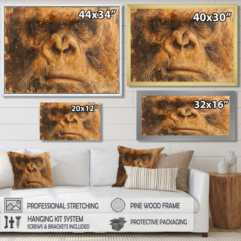 Décoration murale noire et brune antique Bigfoot II - Bigfoot, Toile tendue, H 30 po x l 40 po x P 1,5 po