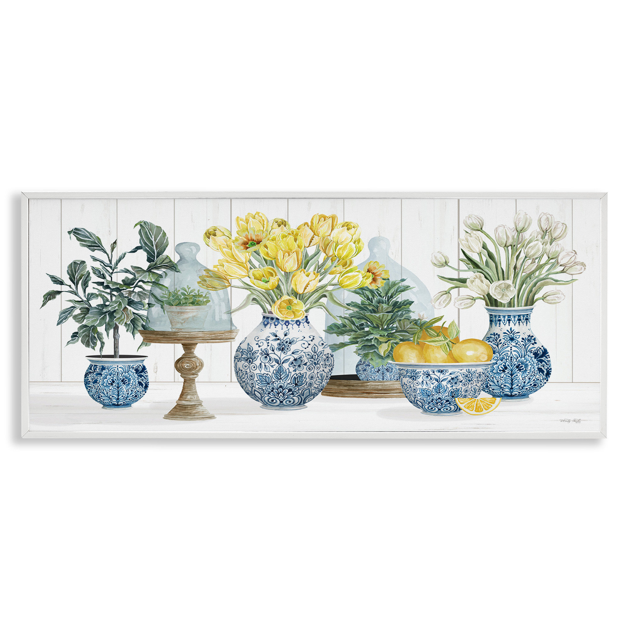 Stupell Industries Yellow Tulips Lemon Fruits Traditional Country Plant Gray Farmhouse Rustic Framed Giclee Texturized Art By Cindy Jacobs | Wayfair