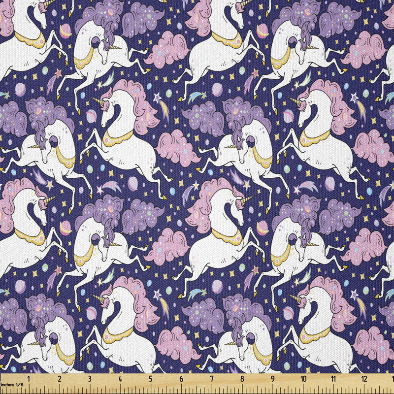 Dearius Mythical Unicorn in Galaxy Planets Multi-Purpose Fabric