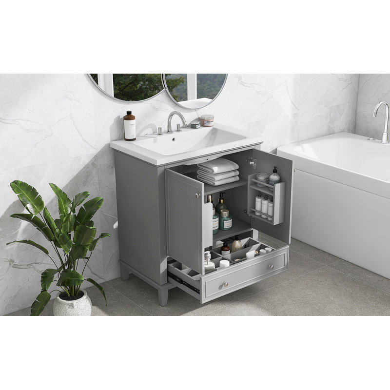 Meuble-lavabo multifonctionnel 30 po avec lavabo et meuble-lavabo 30 po, Gris