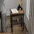 Psomas Rustic Farmhouse Square End Table, Distressed Side Table with Espresso Tray Top & Woven Shelf-1005766002