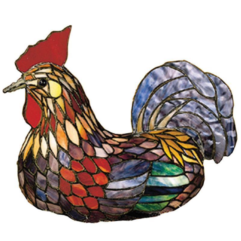 14"H Tiffany Rooster Accent Lamp