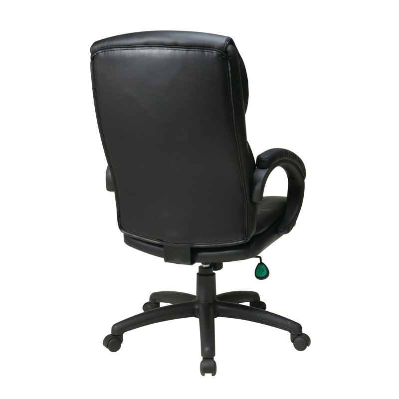High Back Executive Black Leather Swivel Chair with Padded Arms