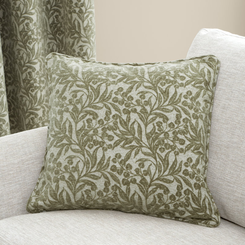 Chenille Leaves Cushion, Green