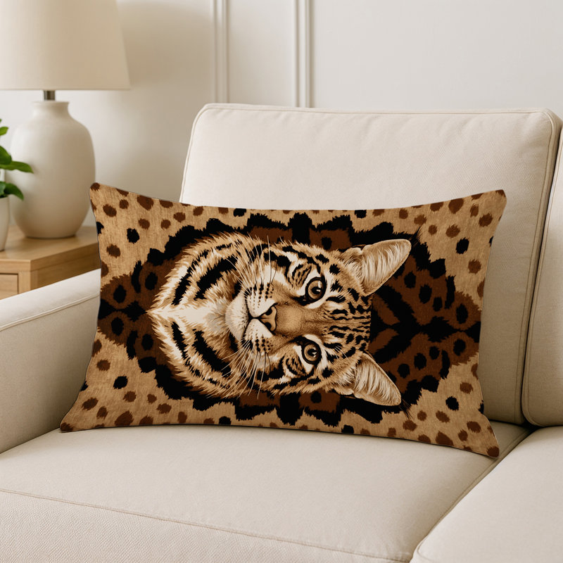 Coussin intérieur et extérieur Cats, Beige Pixiebob, Rectangulaire H 25 po x l 18 po